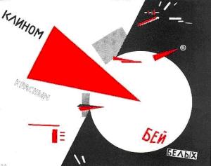  “Derrote os brancos com a cunha vermelha” (1920) – El lissitzky – comunicação da revolução contra o regime czarista